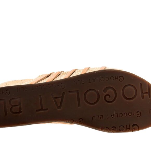 Chocolat Blu Women's Linen Leather Slip-On Cork Platform Wedge Sandal Heels Sz 8 - Picture 6 of 12